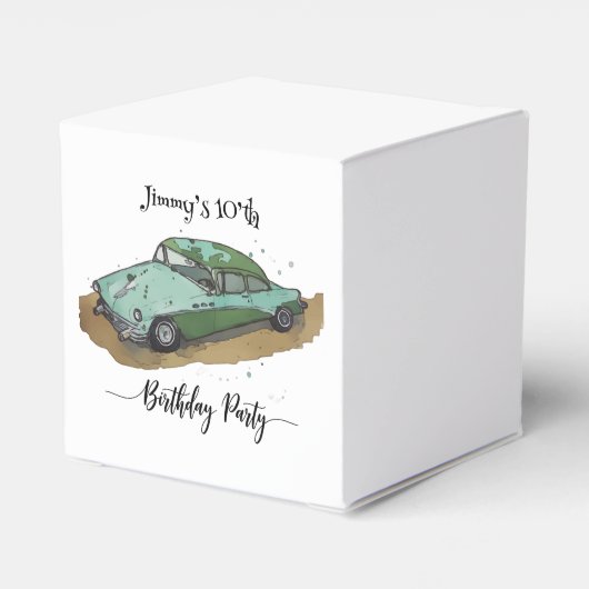 Boys birthday party with two toned sedan bedankdoosjes (Achterkant)