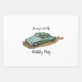 Boys birthday party with two toned sedan inpakpapier vel (Voorkant)