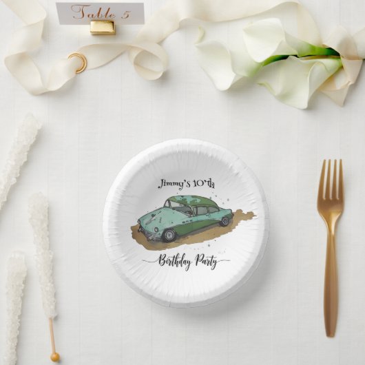 Boys birthday party with two toned sedan papieren kommen (Huwelijk)