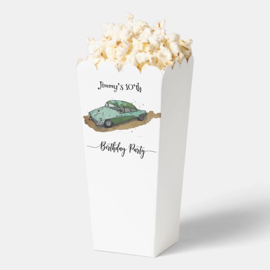 Boys birthday party with two toned sedan popcorn bedankdoosjes (Popped)