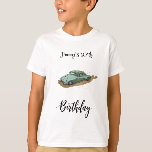 Boys birthday party with two toned sedan t-shirt (Voorkant)
