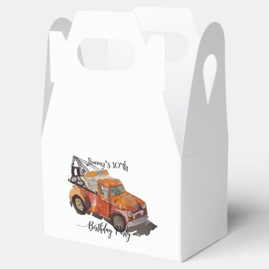 Boys birthday party with wrecker bedankdoosjes (Geopend)