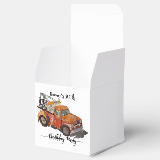 Boys birthday party with wrecker bedankdoosjes (Geopend)