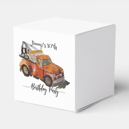 Boys birthday party with wrecker bedankdoosjes (Achterkant)