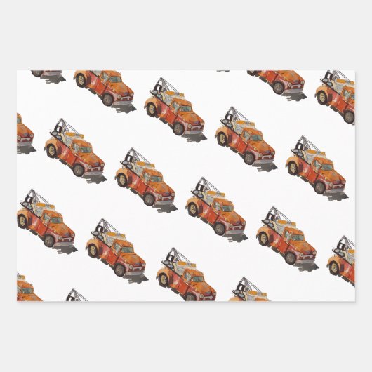 Boys birthday party with wrecker inpakpapier vel (Voorkant 2)