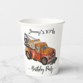 Boys birthday party with wrecker papieren bekers (Achterkant)