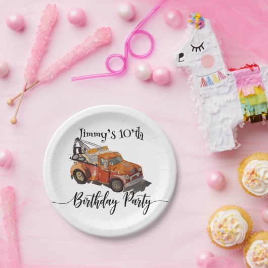 Boys birthday party with wrecker papieren bordje (Feest)