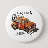 Boys Birthday Party with Wrecker Ronde Button 7,6 Cm (Voorkant)