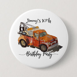 Boys Birthday Party with Wrecker Ronde Button 7,6 Cm