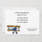 Boys birthday party with yellow and blue biplane kaart (Achterkant)