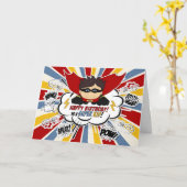 Boys Birthday Super Kid Red and Blue Comic Book Kaart (Gele Bloem)