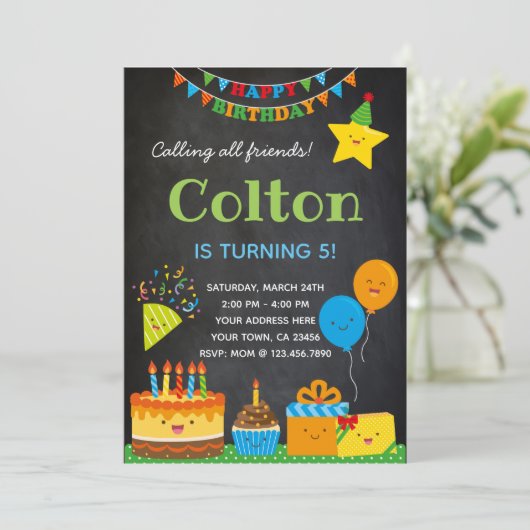 Boys Birthday Uitnodiging (Staand voorkant)