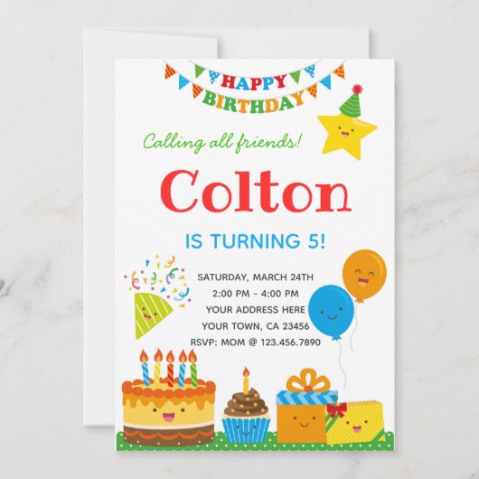 Boys Birthday Uitnodiging (Voorkant)