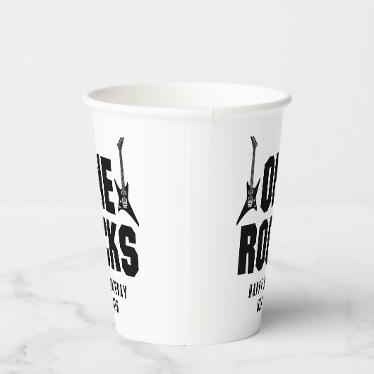 Boy's Black and White One Rocks 1e verjaardag Papieren Bekers (Rechts)