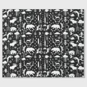 Boys Black & White Forest Animal Tracrows Cadeaupapier (Vlak)