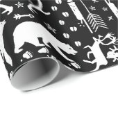 Boys Black & White Forest Animal Tracrows Cadeaupapier (Rol Hoek)