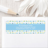 Boys blauw reistijd op maat van adreslabel etiket (Insitu)