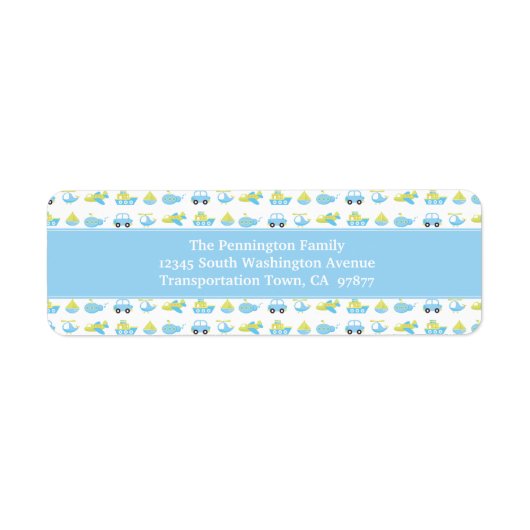 Boys blauw reistijd op maat van adreslabel etiket (Voorkant)