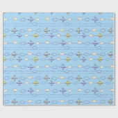 Boys blauwe vliegtuigen cadeaupapier (Vlak)