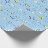 Boys blauwe vliegtuigen cadeaupapier (Hoek)