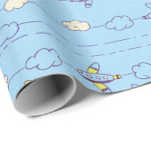 Boys blauwe vliegtuigen cadeaupapier (Rol Hoek)