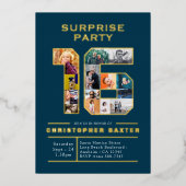 Boys Blue 16th Birthday Foto Folie Uitnodiging (Voorkant)