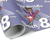 Boys blue add jouw naam 8e verjaardag rockstar - r cadeaupapier (Rol Hoek)