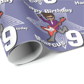 Boys blue add jouw naam 9e verjaardag rockstar wra cadeaupapier (Rol Hoek)