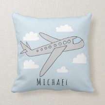 Boys Blue Airplane Travel Design and Name Nursery