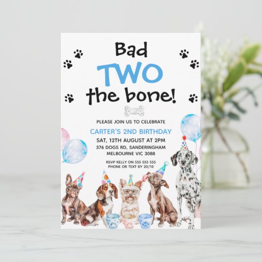 Boys Blue Bad Two The Bone Dogs 2e verjaardag Kaart (Staand voorkant)