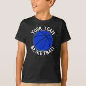 Boys Blue Basketball Team, naam speler en nummer T-shirt (Voorkant)