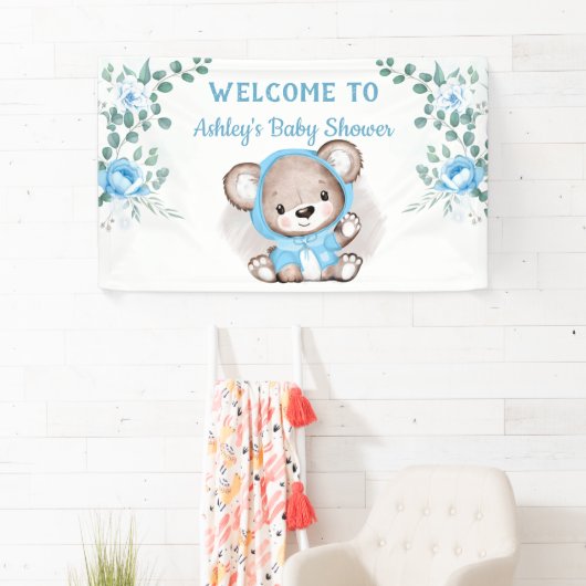 Boys Blue Beer Floral Custom Baby shower Spandoek (Insitu)