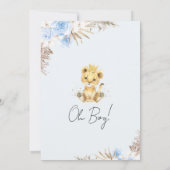 Boys Blue Boho Floral Lion Baby shower Kaart (Achterkant)