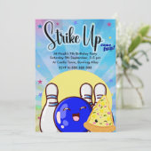 Boys Blue Bowling Tie Dye Feestje Kaart (Staand voorkant)