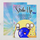 Boys Blue Bowling Tie Dye Feestje Kaart (Voorkant / Achterkant)
