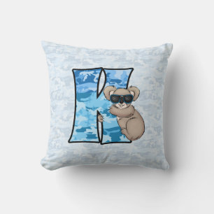 Boys Blue Camouflage Koala Letter K Monogramed Kussen