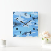 Boys Blue camouflage Vierkante Klok (Huis)