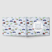 Boys Blue Car Transport Pattern Baby shower Gastenboek (Volledig)