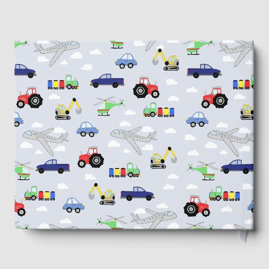Boys Blue Car Transport Pattern Baby shower Gastenboek (Achterkant)