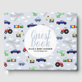 Boys Blue Car Transport Pattern Baby shower Gastenboek (Voorkant)