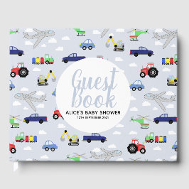 Boys Blue Car Transport Pattern Baby shower Gastenboek