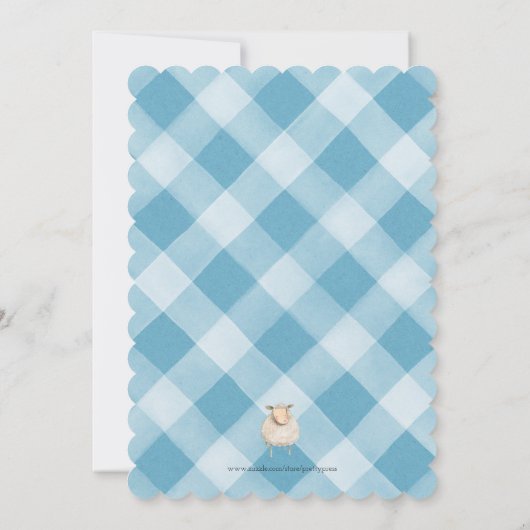 Boys Blue Check Boerderij Birthday Party Invitatio Kaart (Achterkant)