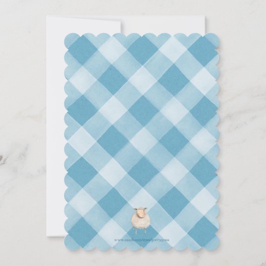 Boys Blue Check Boerderij Birthday Party Kaart (Achterkant)