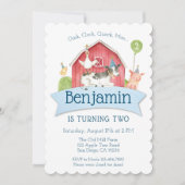 Boys Blue Check Boerderij Birthday Party Kaart (Voorkant)