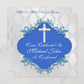 BOYS BLUE COMMUNION-uitnodigingen elegant ontwerp Kaart (Voorkant / Achterkant)