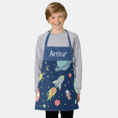 Boys Blue Cute Space Rocket Shiket and Name Schort (Gedragen)