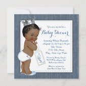 Boys Blue Denim Afro-Amerikaans Baby shower Kaart (Voorkant)