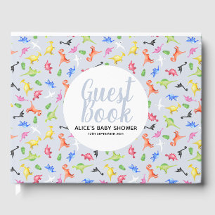 Boys Blue Dinosaur Pattern Baby shower Gastenboek