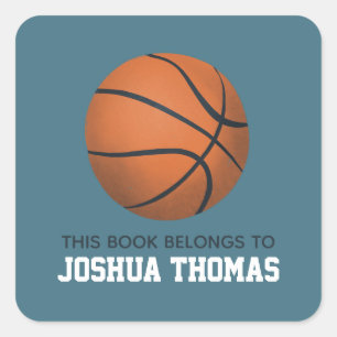 Boys Blue Dit boek is Basketball Kinder Vierkante Sticker