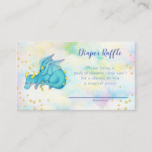 Boys Blue Dragon Diaper Baby shower Raffle